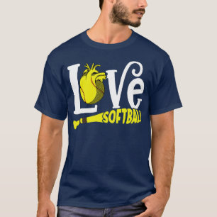 Kärlek Softball Heart Boll Spelspelarträning T Shirt