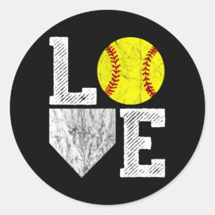 Kärlek Softball Mamma Pappa Runt Klistermärke