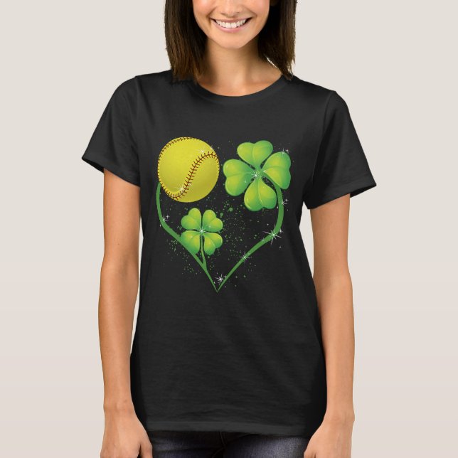 Kärlek Softball Shamrock C Saint patrick's day Man T Shirt (Framsida)