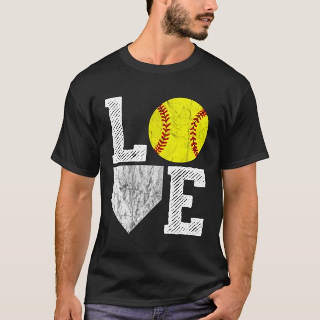 Kärlek Softboll Mamma Pappa T Shirt (Framsida)