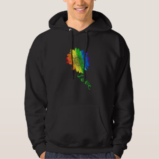 Kärlek Solros Blommigt Lgbtq Rainbow Flagga Gay pr Hoodie