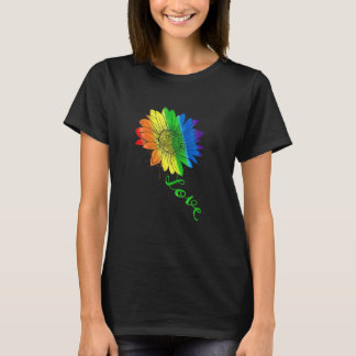 Kärlek Solros Blommigt Lgbtq Rainbow Flagga Gay pr T Shirt