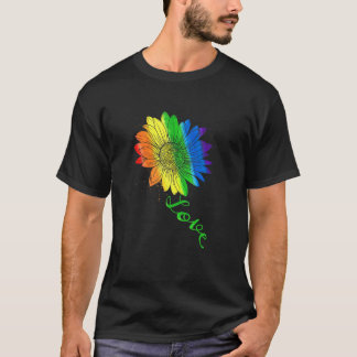 Kärlek Solros Blommigt Lgbtq Rainbow Flagga Gay pr T Shirt