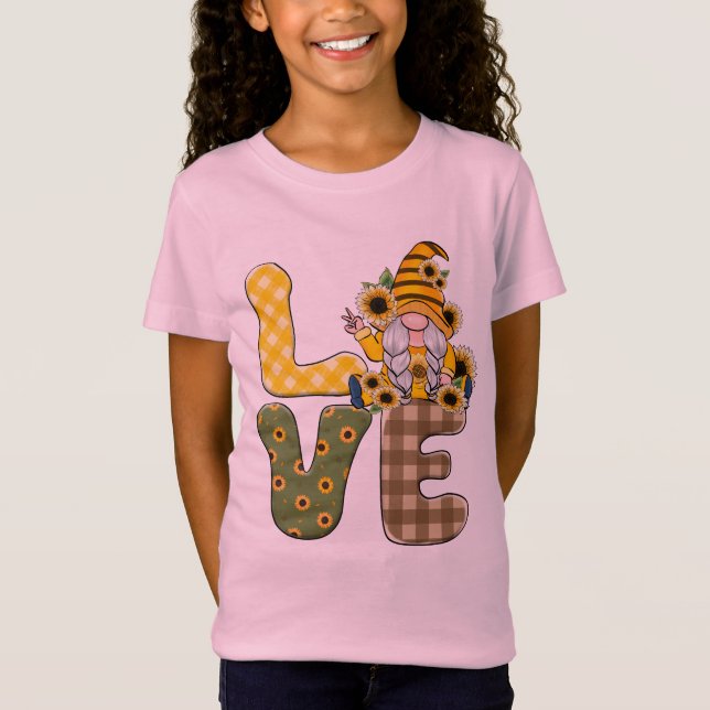 Kärlek Solros Gnome T Shirt (Framsida)