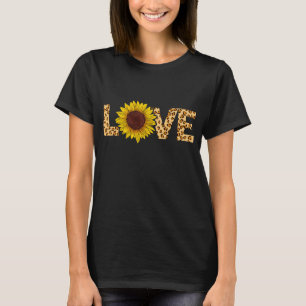 Kärlek Solros Leopard Cheetah Älskare T Shirt