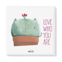 Kärlek som du är Cactus Cat - Square Magnet