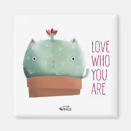 Kärlek som du är Cactus Cat - Square Magnet