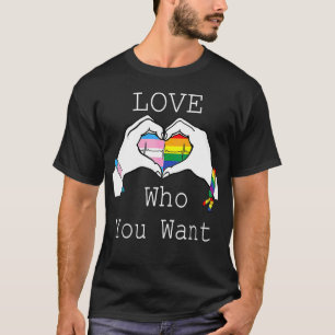 Kärlek som du vill ha Rainbow Heart Lgbt Gay Lesbi T Shirt