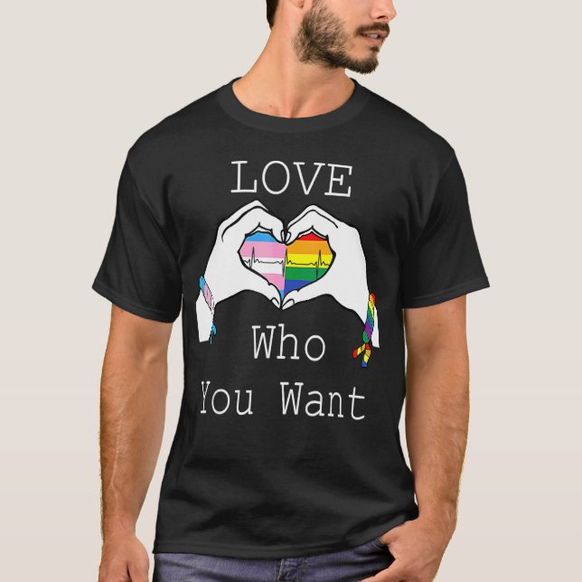 Kärlek som du vill ha Rainbow Heart Lgbt Gay Lesbi T Shirt (Framsida)