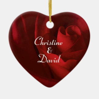 Kärlek som en Röd ros Personlig Julgransprydnad Keramik
