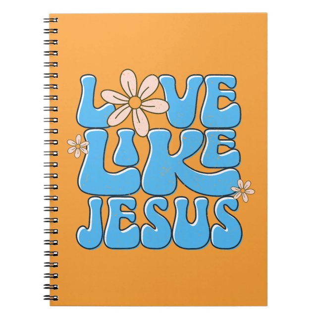 Kärlek som Jesus, Blue Retro Daisy Cute Christian Anteckningsbok (Framsidan)