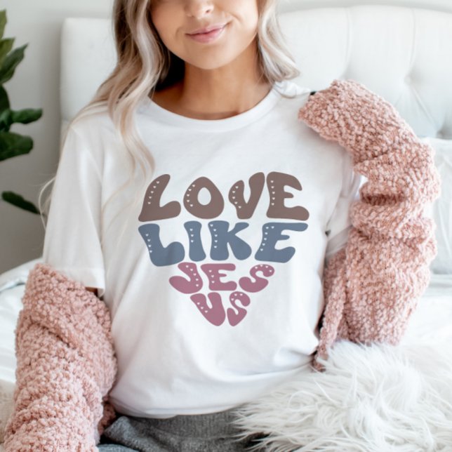 Kärlek som Jesus Christian Faith Retro Heart T Shirt (Skapare uppladdad)