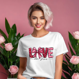 Kärlek som Jesus Coquette Aesthetic Rosa White T Shirt