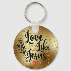 Kärlek som Jesus Guld Glitter Christian Scripture Nyckelring