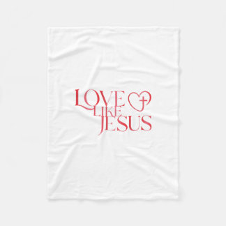 Kärlek som Jesus-knapp med kors inuti ett hjärta Fleecefilt