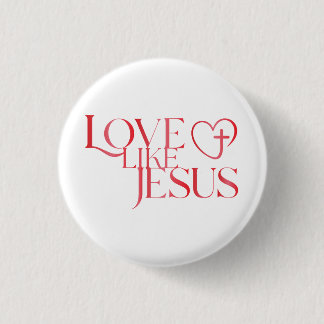 Kärlek som Jesus-knapp med kors inuti ett hjärta Knapp