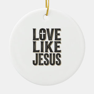 Kärlek Som Jesus Kristet Typografi Design_1 Julgransprydnad Keramik