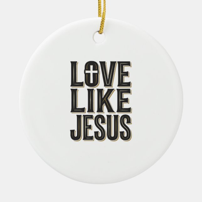 Kärlek Som Jesus Kristet Typografi Design_1 Julgransprydnad Keramik (Framsidan)