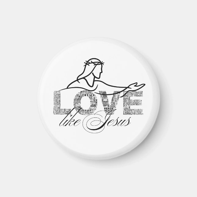 Kärlek Som Jesus Kristus Typografi Design Magnet (Framsidan)