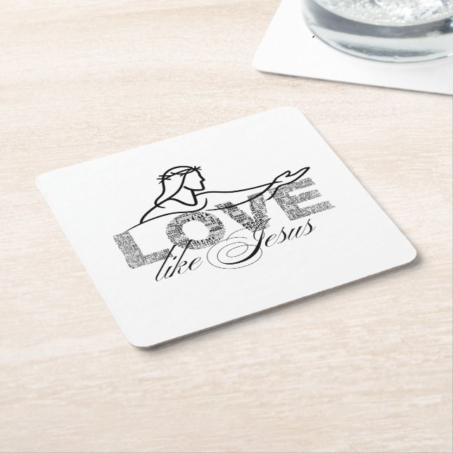 Kärlek Som Jesus Kristus Typografi Design Underlägg Papper Kvadrat (Vinklad)