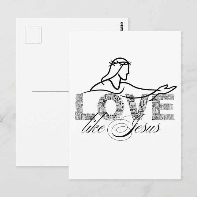 Kärlek Som Jesus Kristus Typografi Design Vykort (Fram/baksida)
