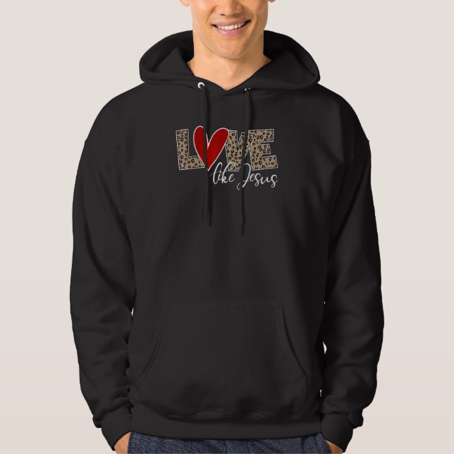 Kärlek som Jesus Leopard Skriv ut Hoodie (Framsida)