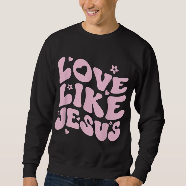 Kärlek som Jesus och den katolske prästen Retro Ch Lång Ärmad Tröja (Framsida)