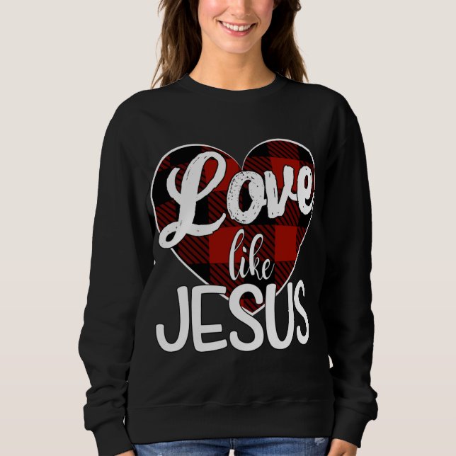 Kärlek som Jesus Red Play Buffalo Heart T Shirt (Framsida)