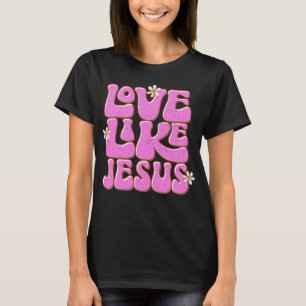 Kärlek som Jesus, Rosa Retro Daisy Cute Christian T Shirt