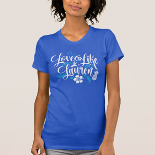 Kärlek som Lauren Hibiscus Flowers & Hummingbird T Shirt