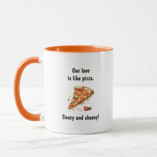 Kärlek som Pizza Funny Food Pun Say Mugg