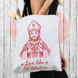 Kärlek som S:t Valentin katolsk helgonillustration Tygkasse