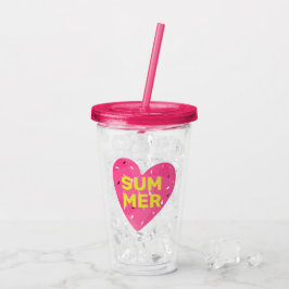Kärlek Sommar Vattenmelon Hjärtfrö Logo Rosa Take Away Mugg