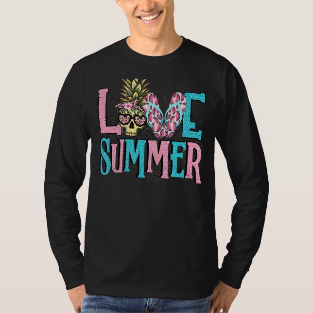 Kärlek sommaranas skull Watermelon Fru T Shirt (Framsida)