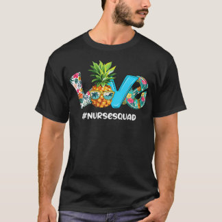Kärlek Sommaranas Tropiska blomman Nurse Squad T Shirt