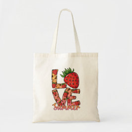 Kärlek Sommarjordgubbsbär Tote BAG | Hej Summer Ba Tygkasse