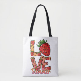 Kärlek Sommarjordgubbsbär Tote BAG | Hej Summer Ba Tygkasse