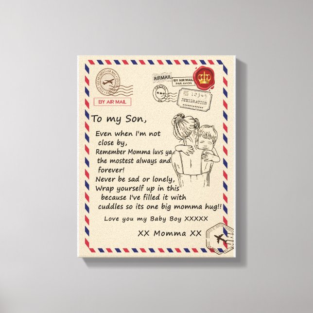 Kärlek Son | Brev till min dotter Kärlek du Pojke Canvastryck (Framsida)