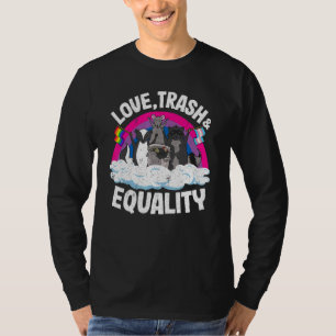 Kärlek Sopor och jämlikhet Opossum Raccoon Bisexua T Shirt