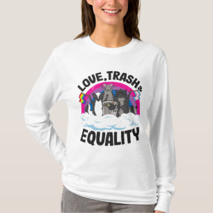 Kärlek Sopor och jämlikhet Opossum Raccoon Bisexua T Shirt