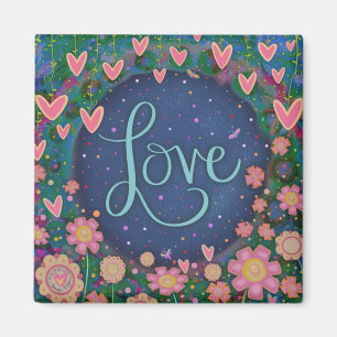 Kärlek Söt Blommigt Heart Trendig inspirationskute Magnet