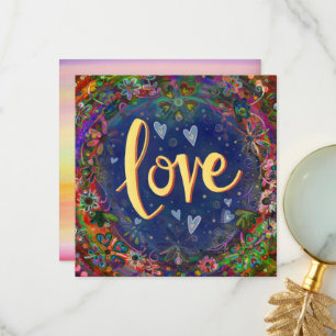 Kärlek Söt Hearts Flowers Inspirational Tack Kort
