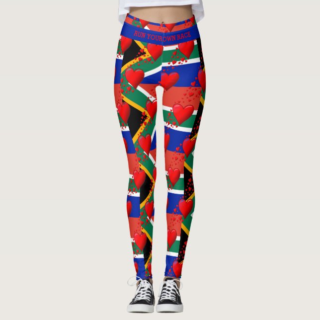 KÄRLEK SOUTH AFRIKA Red Hearts SPRINGA ERA TÄVLING Leggings (Framsida)