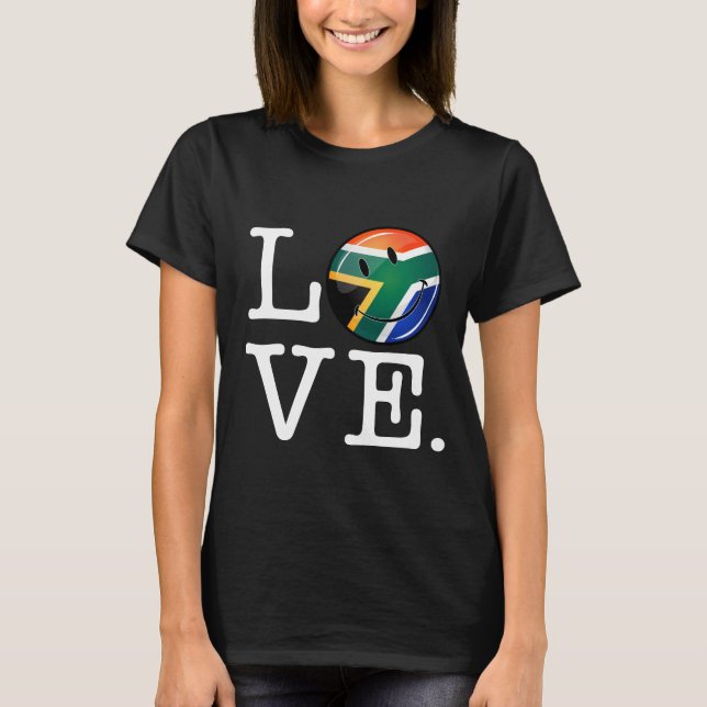 Kärlek South Afrika Smiling Flagga Tee Shirt (Framsida)