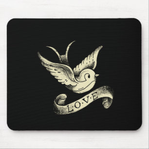 Kärlek Sparrow Vintage Tatuering Design Musmatta