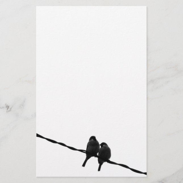 Kärlek/sparrowen parar B&W-fotoet Brevpapper (Framsida)