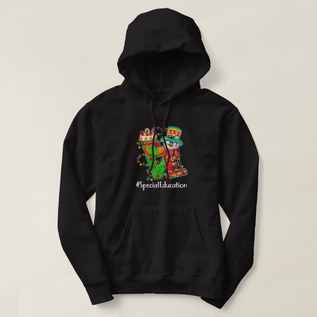 KÄRLEK Speciella Education Snögubbe Santa Hat-jule Hoodie (Design framsida)