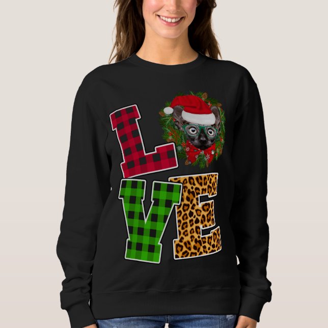 Kärlek Sphynx Cat Santa Hat Leopard God jul T Shirt (Framsida)