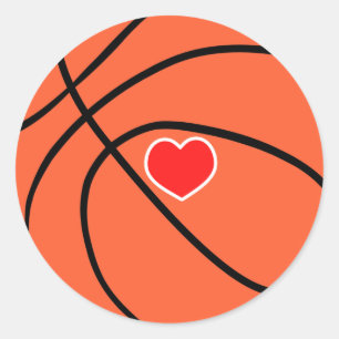 Kärlek sport Basketball. Boll med hjärta Runt Klistermärke