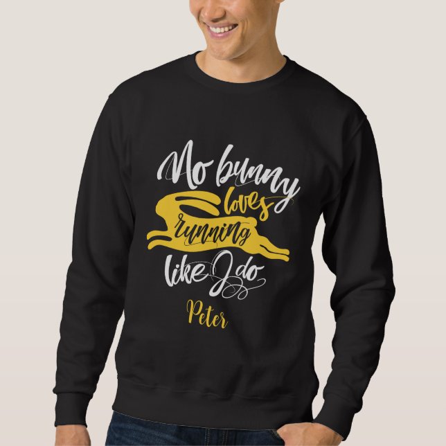 Kärlek Springa Gult Bunny Motivation Typografi Lång Ärmad Tröja (Framsida)